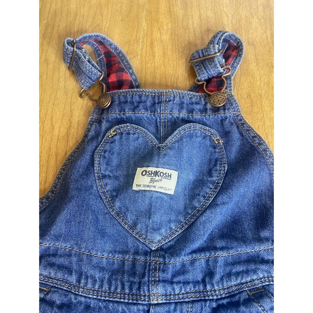 Osh Kosh B Gosh‎ Vestbak 3T Lined Red Black Checkered Jean Overalls D